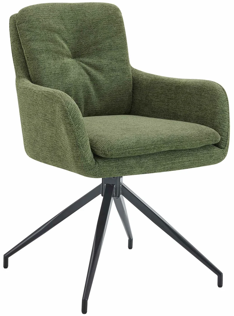 Chaise de salle à manger x1 fonction pivotante confortable et moderne en tissu vert cadre métal 10_0007175