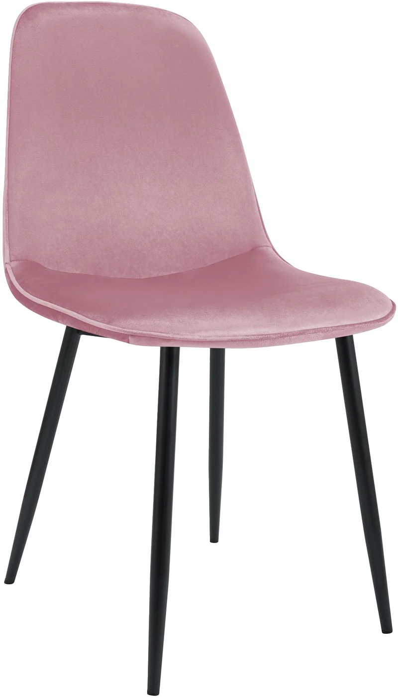 Chaise de salle à manger cuisine x1 design moderne en velours rose cadre en métal noir 10_0007211