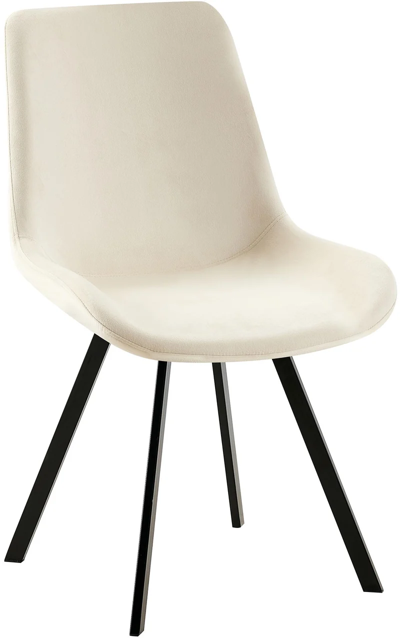 Chaise de salle à manger x1 pivotant à 360 degrés en velours crème cadre en métal noir 10_0007206