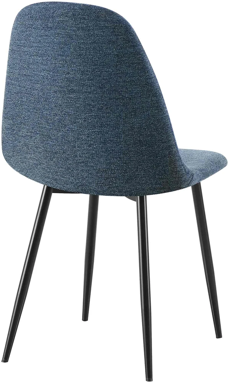 Chaise de salle à manger x1 confort rembourré & design moderne en tissu bleu foncé cadre en métal noir 10_0007169