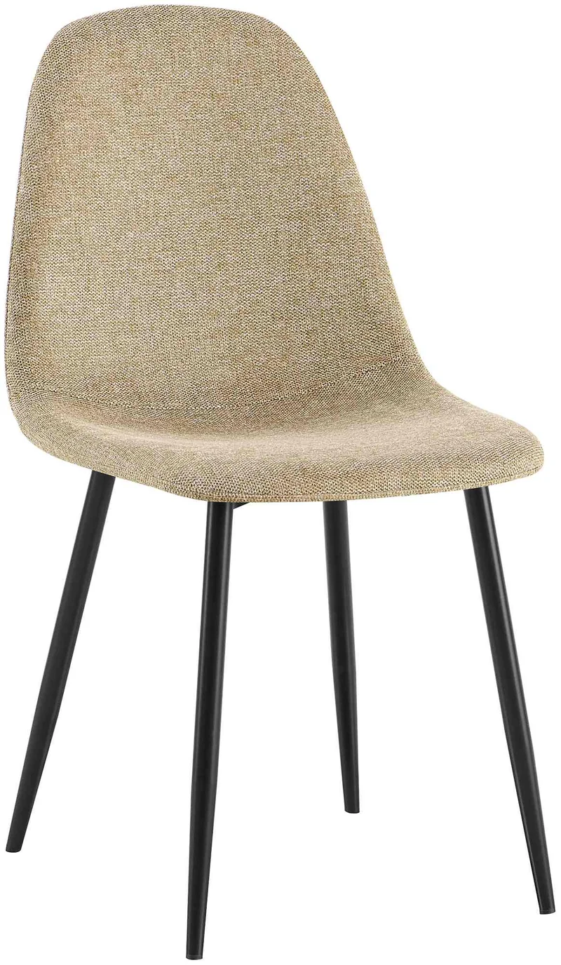 Chaise de salle à manger x1 confort rembourré & design moderne en tissu taupe cadre en métal noir 10_0007167