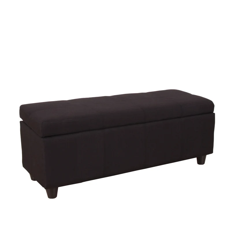 Banquette de rangement en tissu gris foncé avec compartiment de rangement intégré 45 x 114 x 45 cm 04_0006456