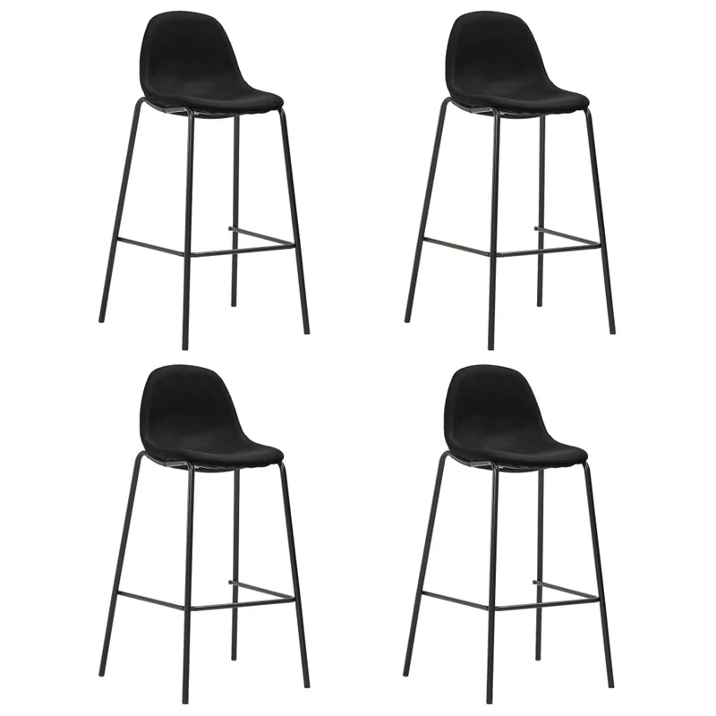 Set de 4 tabourets de bar chaises haute en tissu noir et métal DEC029427