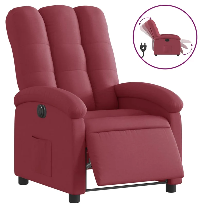 Fauteuil relax TV fonction de levage électrique très confortable en tissu rouge bordeaux DEC028529