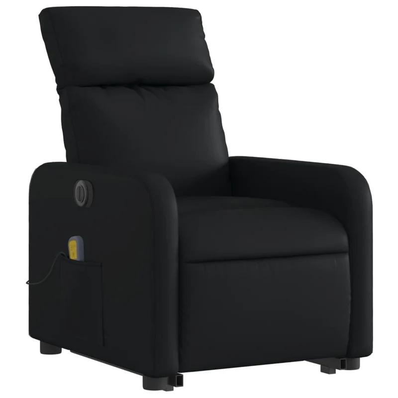 Fauteuil de relaxation fonction massage et inclinable levage électrique en PVC noir DEC027800