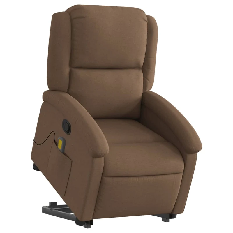 Fauteuil de relaxation TV fonction massage inclinable levage électrique en tissu marron DEC027014