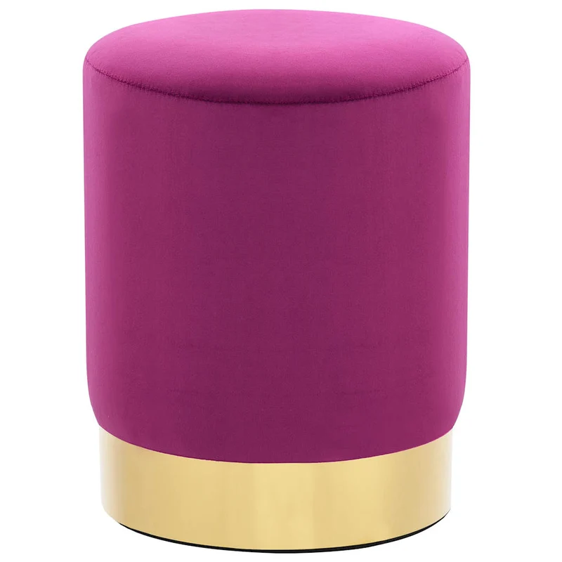 Tabouret assise en velours violet et plaque métallique doré DEC026378