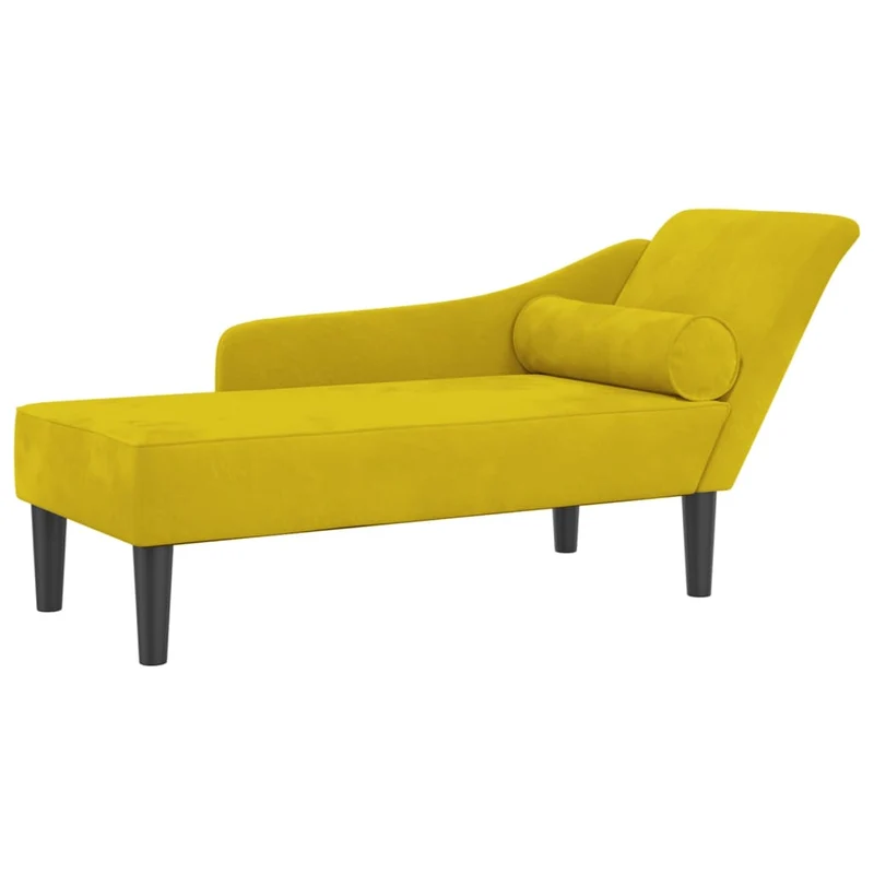 Méridienne chaise longue pour intérieur avec coussins en velours jaune DEC026084
