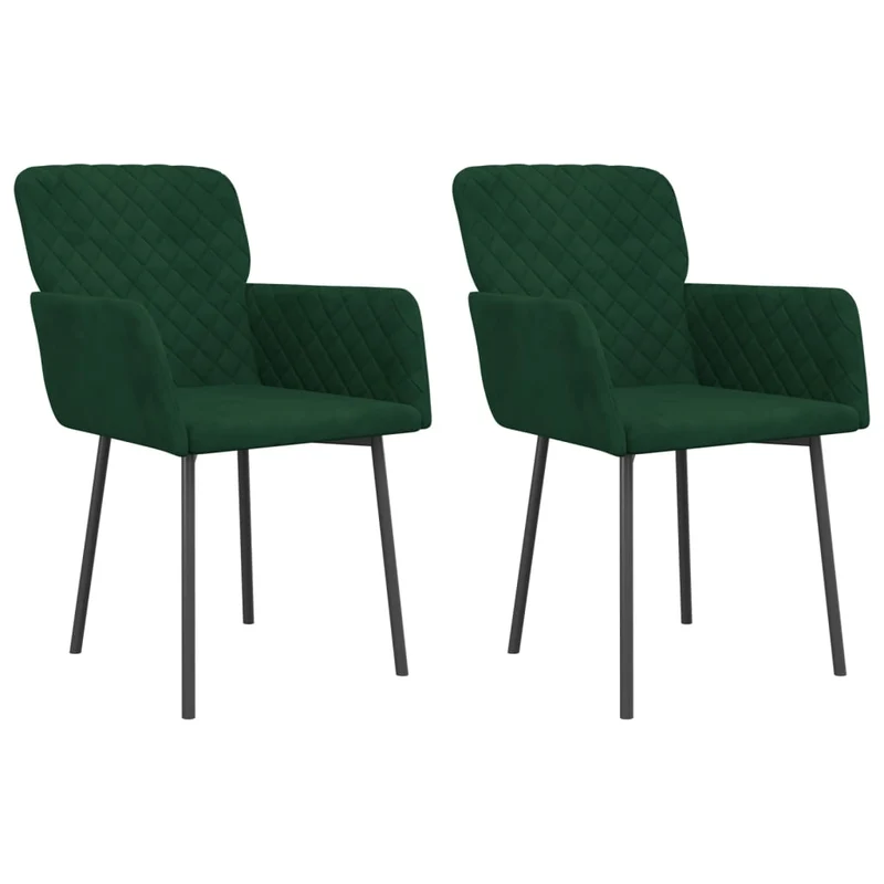 Set de 2 chaises de salle à manger en tissu velours vert foncé et métal DEC025597
