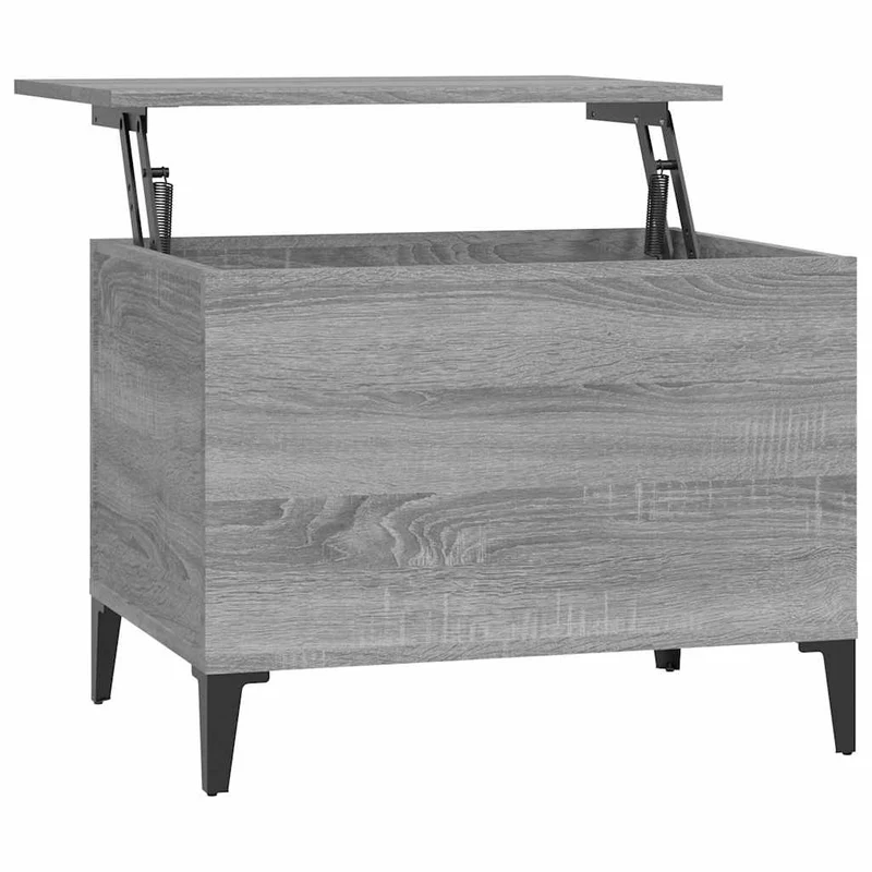 Table basse avec dessus relevable 60 x 44,5 x 45 cm bois d'ingénierie gris et métal DEC040056