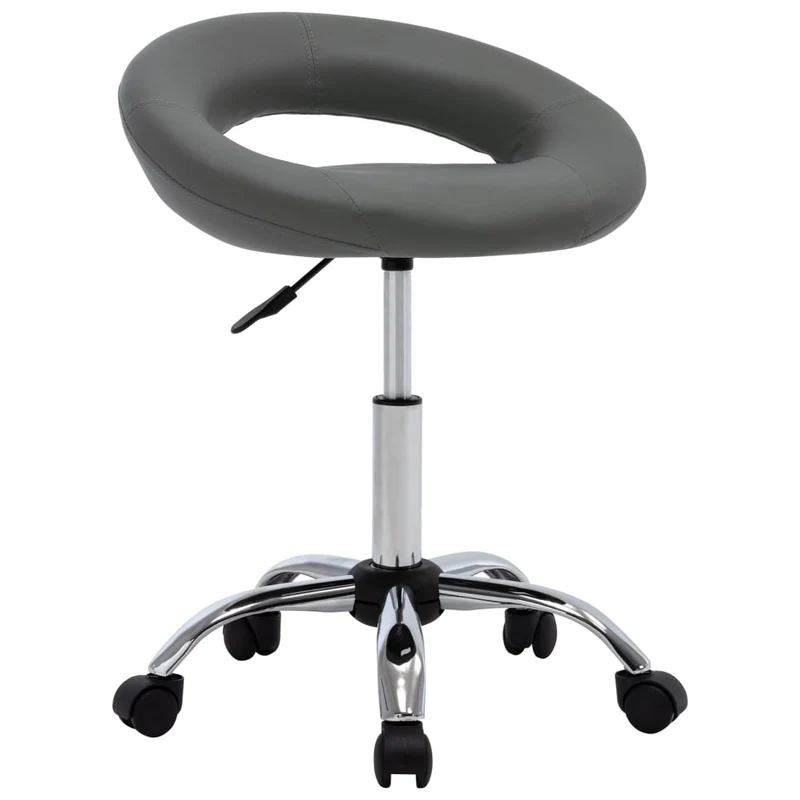 Tabouret de travail sur roulettes hauteur réglable cadre en acier siège en PVC gris DEC025093