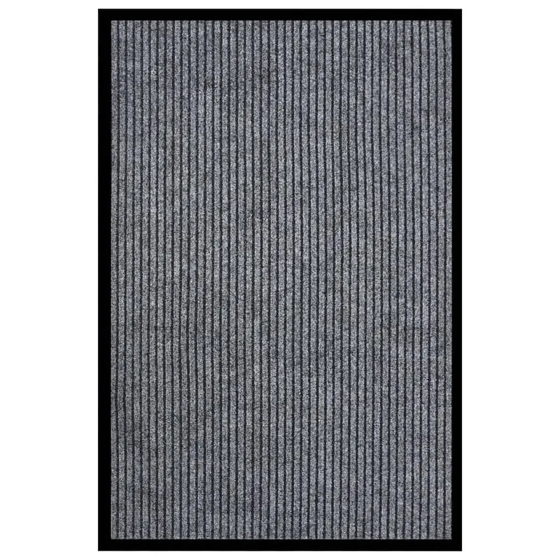 Paillasson rayé 80 x 120 cm PP gris et vinyle dessous antidérapant DEC040644