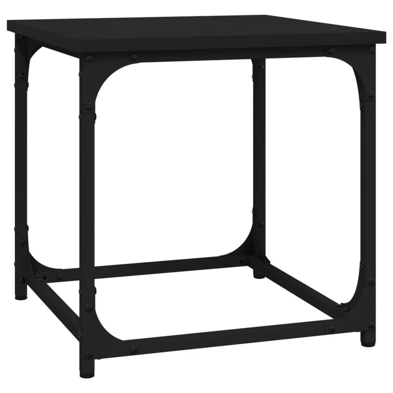 Table d'appoint style industriel 40 x 40 x 40 cm bois d'ingénierie noir et acier DEC040292
