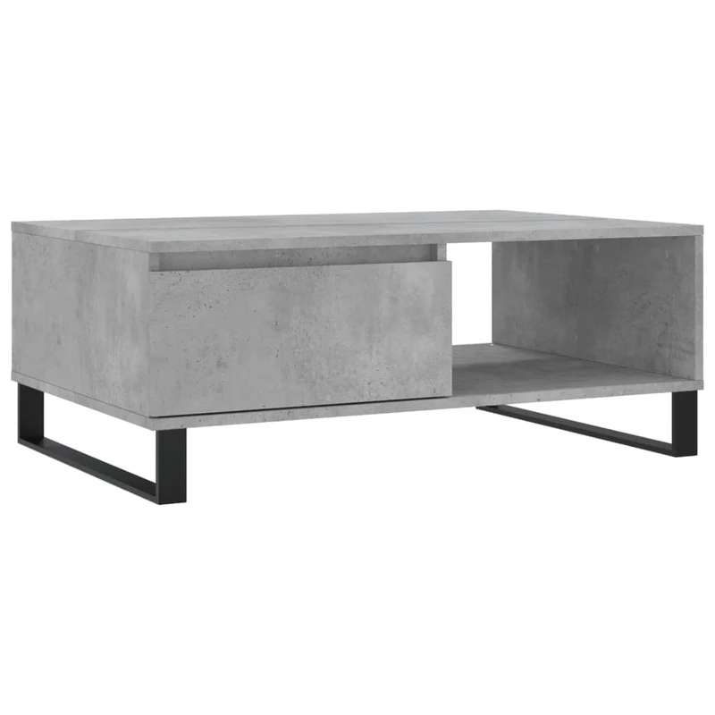 Table basse avec tiroir design moderne et contemporain 90 x 60 x 35 cm bois d'ingénierie gris et fer DEC039401