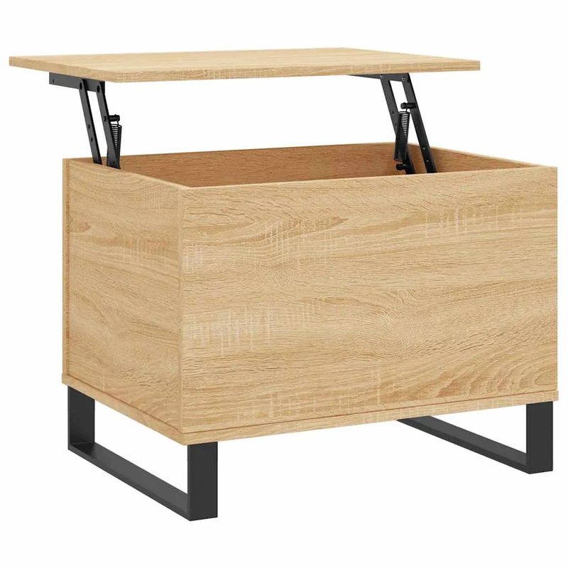 Table basse avec plateau relevable 60 x 44,5 x 45 cm bois d'ingénierie couleur chêne et métal DEC038971