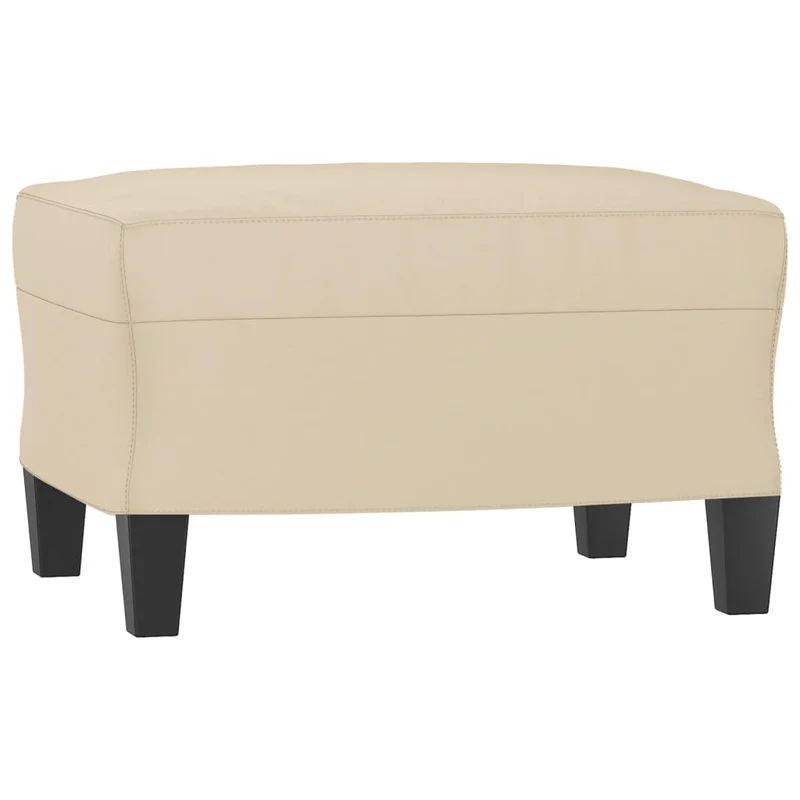Repose-pieds tabouret 60 x 50 x 41 cm tissu microfibre crème et contreplaqué DEC030147