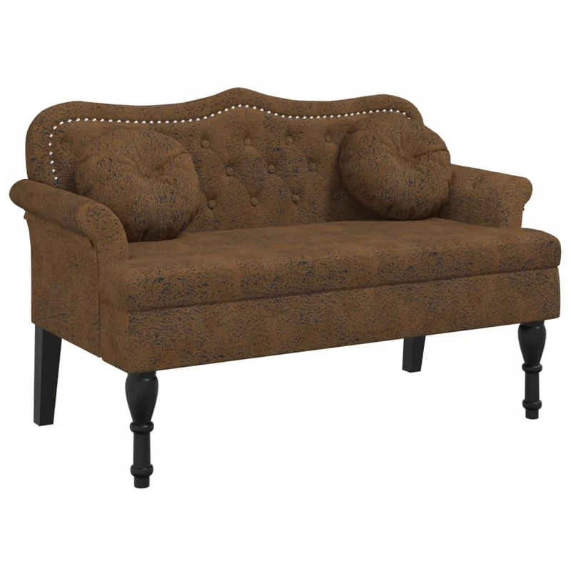 Banquette banc avec coussins et dossier capitonné 120,5 x 65 x 75 cm PVC aspect daim marron DEC024632