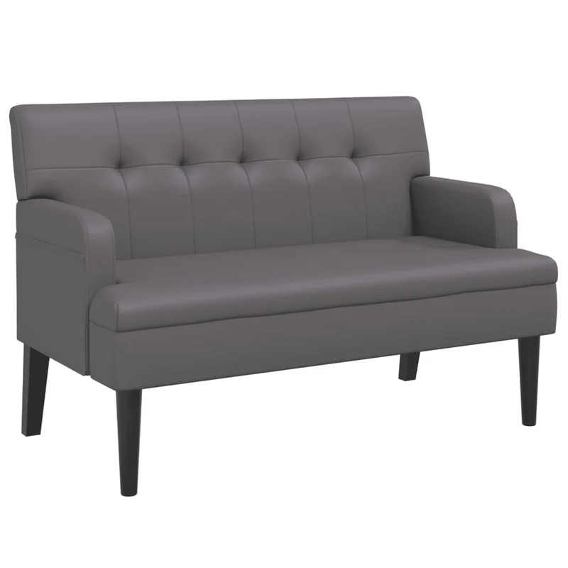Banquette banc avec dossier capitonné avec accoudoirs 112 x 65,5 x 75 cm en PVC gris DEC024644