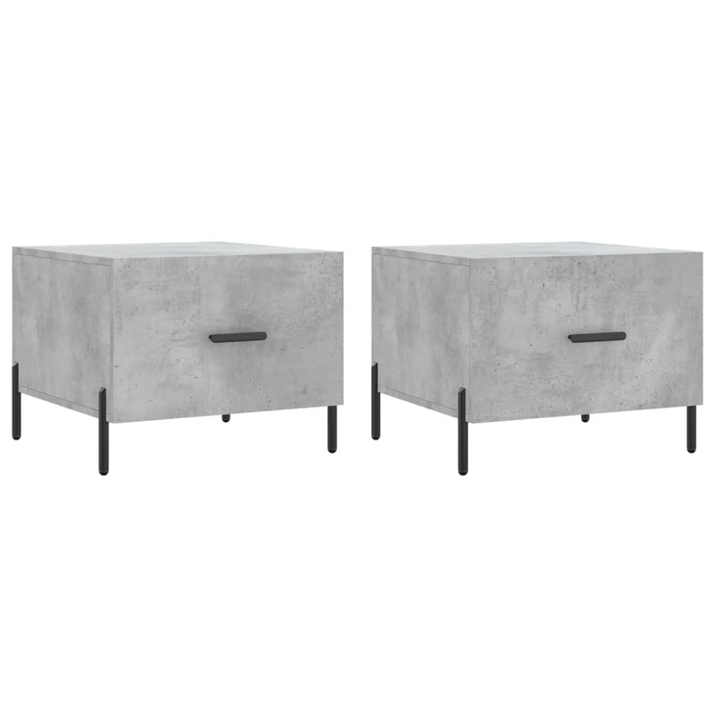 Lot de 2 tables d'appoint chevet avec tiroir 50 x 50 x 40 cm bois d'ingénierie gris et fer DEC040402
