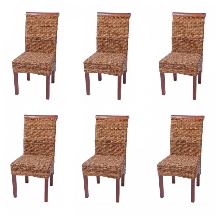 Lot de 6 chaises en rotin banane tressée pieds marron CDS04203
