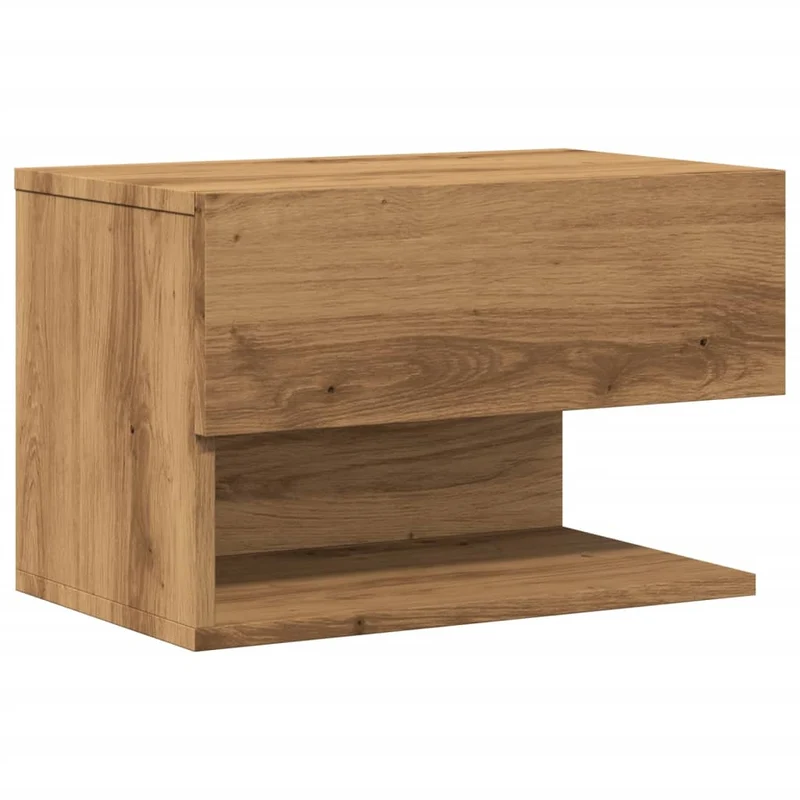 Table de chevet murale avec tiroir et étagère 46 x 29,5 x 30 cm bois d'ingénierie couleur chêne DEC034244