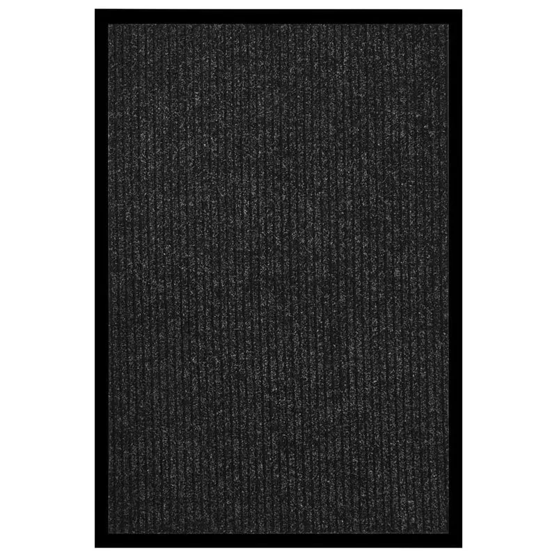 Paillasson rayé dessous antidérapant 80 x 120 cm PP anthracite et vinyle DEC040637