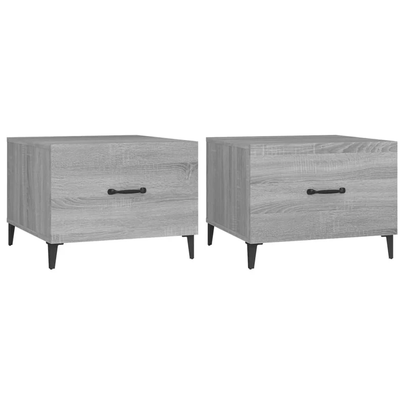 Lot de 2 tables basses appoint avec pieds en métal et MDF gris 50 x 50 x 40 cm DEC040485