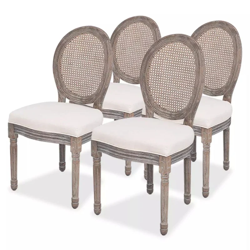 Lot de 4 chaises de salle à manger cuisine design intemporel tissu crème CDS021470