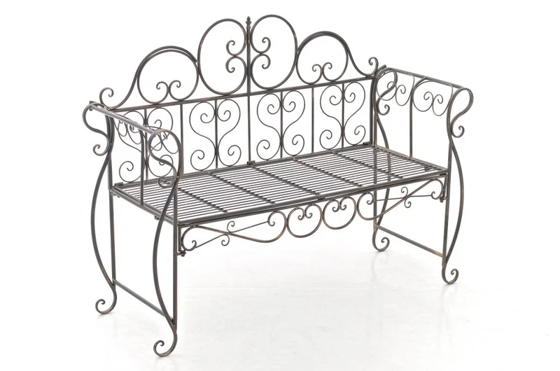 Banc de jardin design rustique largeur 128 cm en métal bronze 10_0002937