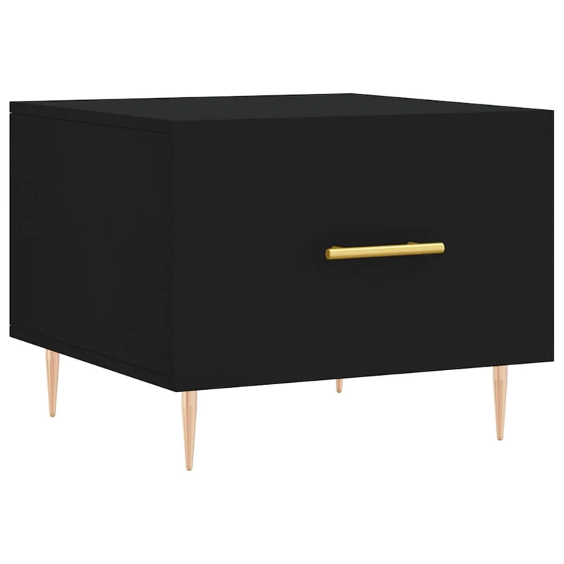 Table basse avec tiroir design moderne et contemporaine 50 x 50 x 40 cm bois d'ingénierie noir et fer DEC039666