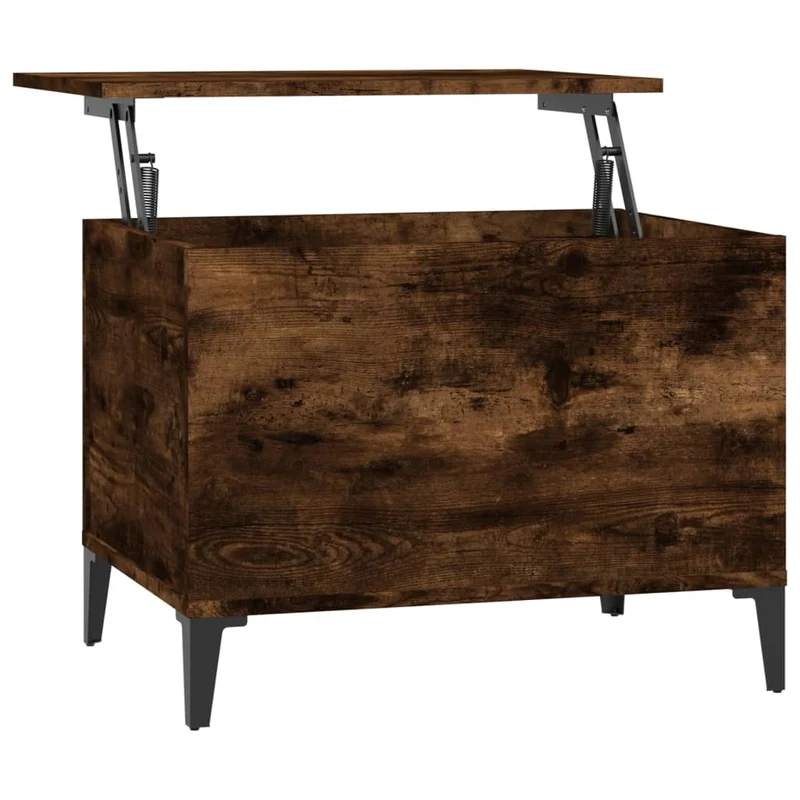 Table basse avec plateau relevable design moderne et contemporaine 60 x 44,5 x 45 cm bois d'ingénierie marron et métal DEC038444
