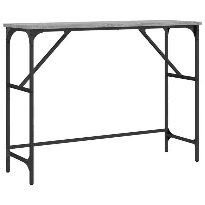 Table console 100 x 32 x 75 cm bois d'ingénierie gris et métal DEC032194