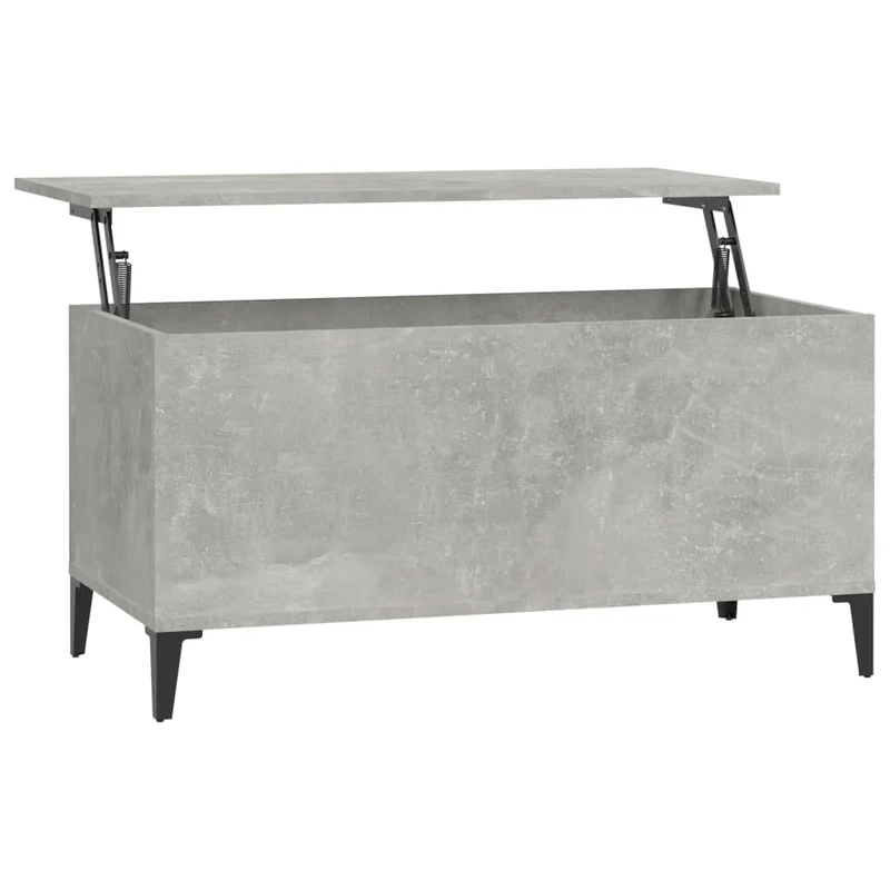 Table basse avec plateau relevable design moderne 90 x 44,5 x 45 cm bois d'ingénierie gris et métal DEC039355