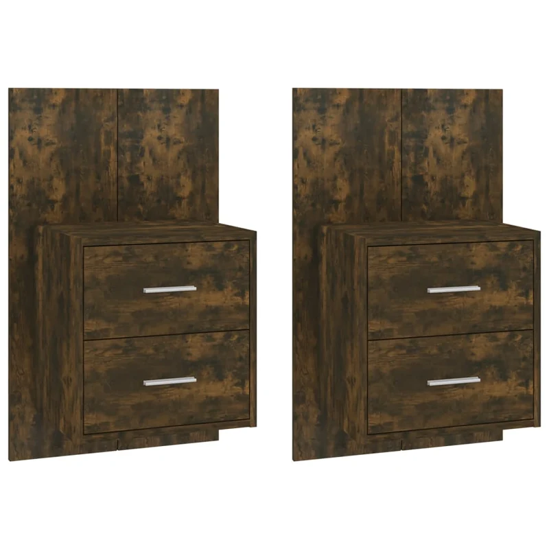 Tables de chevet murales 2 pcs chêne fumé brun DEC036040