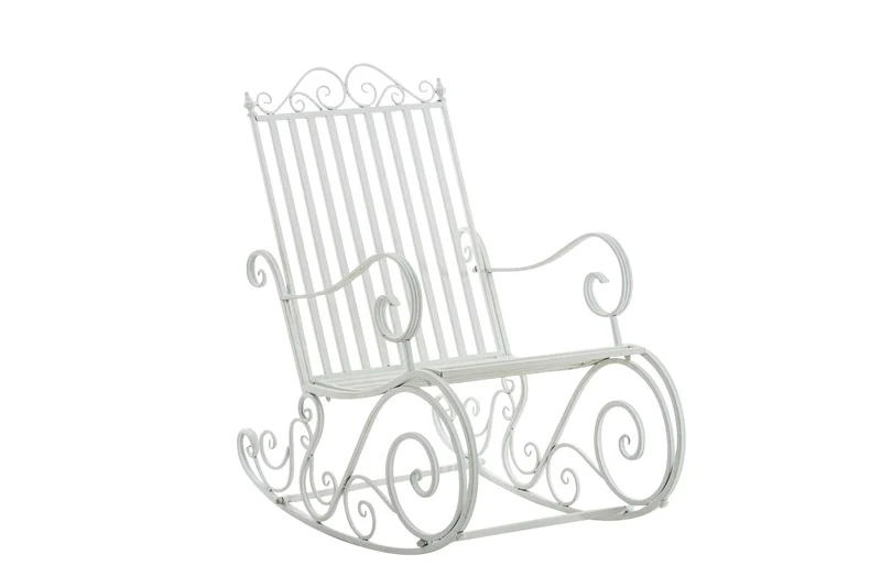 Chaise fauteuil à bascule rocking chair pour jardin en fer blanc MDJ10105