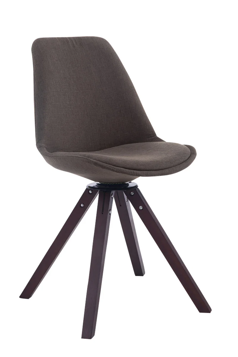 Chaise de salle à manger visiteur pivotante en tissu gris foncé et bois couleur noyer avec assise 360° 10_0008794