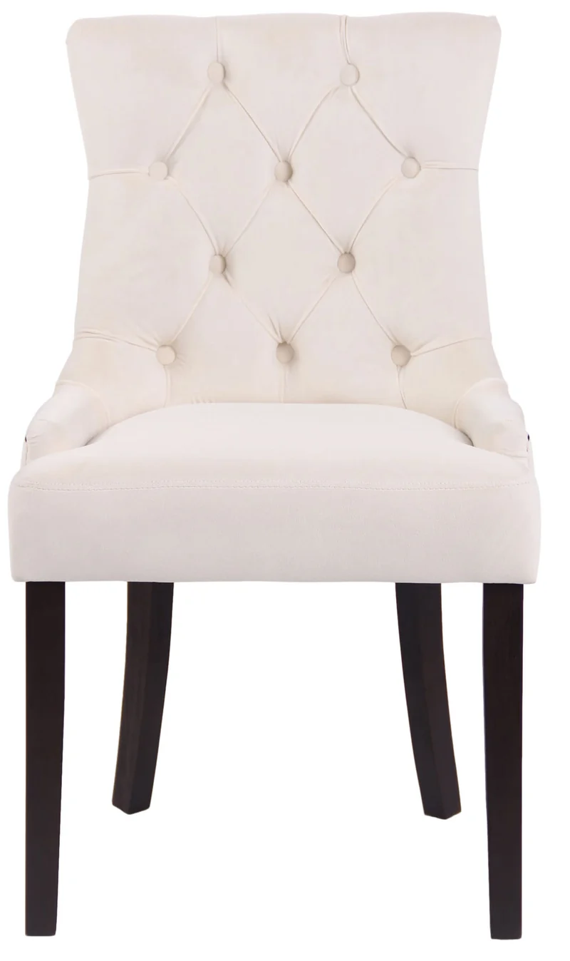 Ensemble de 4 chaises de salle à manger en velours crème coutures décoratives pieds en bois noir 10_0007739