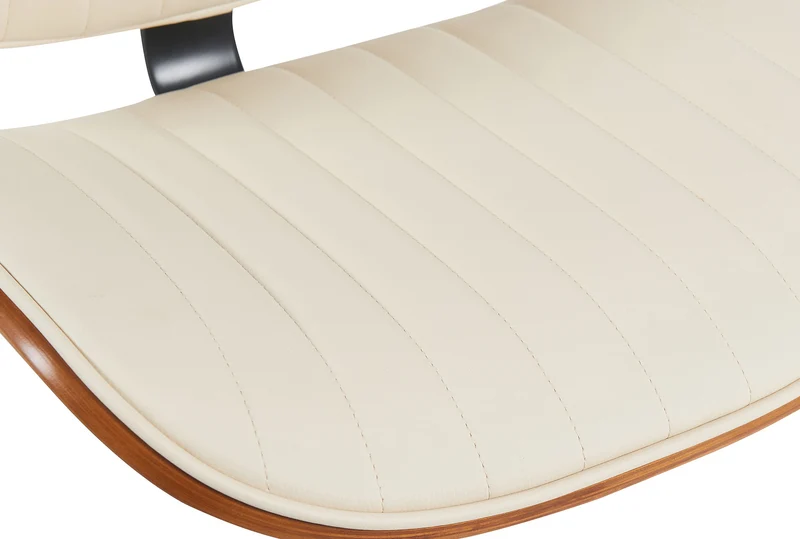 Lot de 2 tabourets de bar avec dossier en PVC crème structure en bois courbé et métal 10_0006822