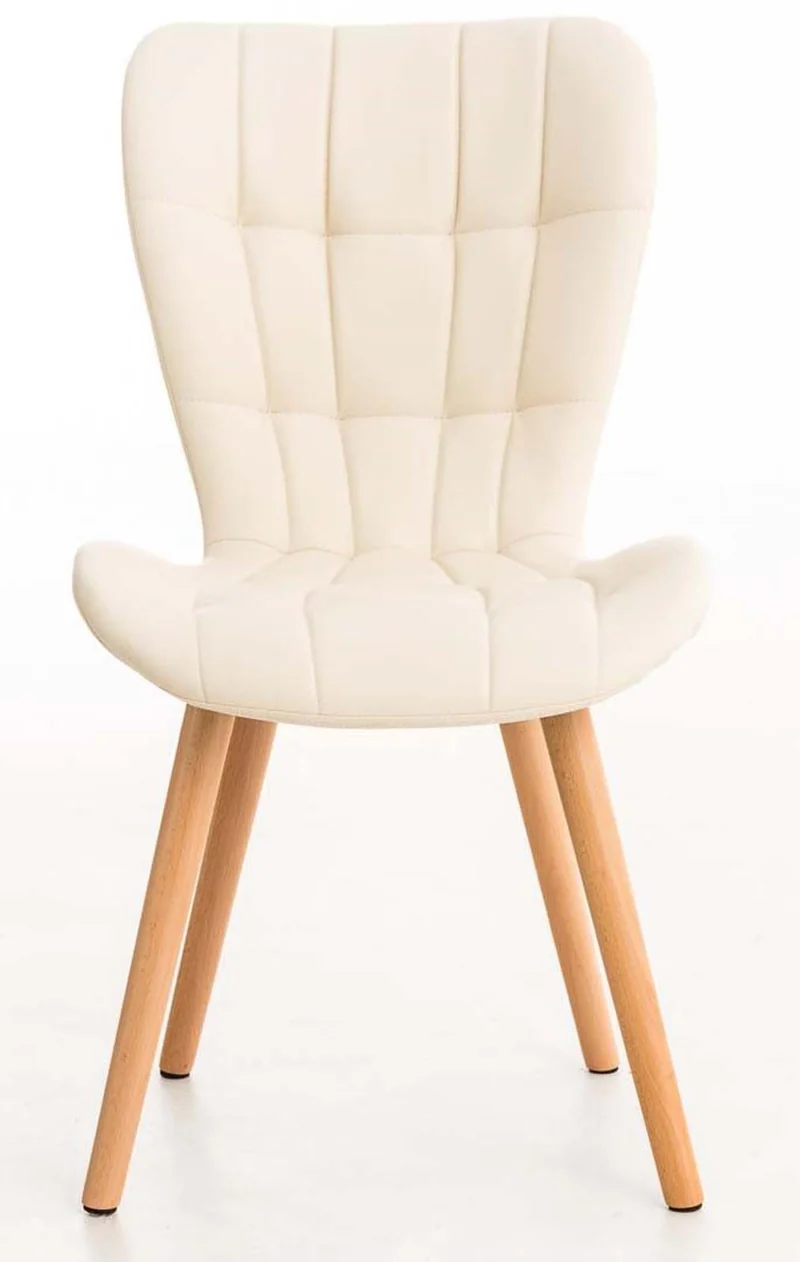 Lot de 4 chaises de salle à manger dossier haut coutures décoratives assise en PVC crème 10_0007577