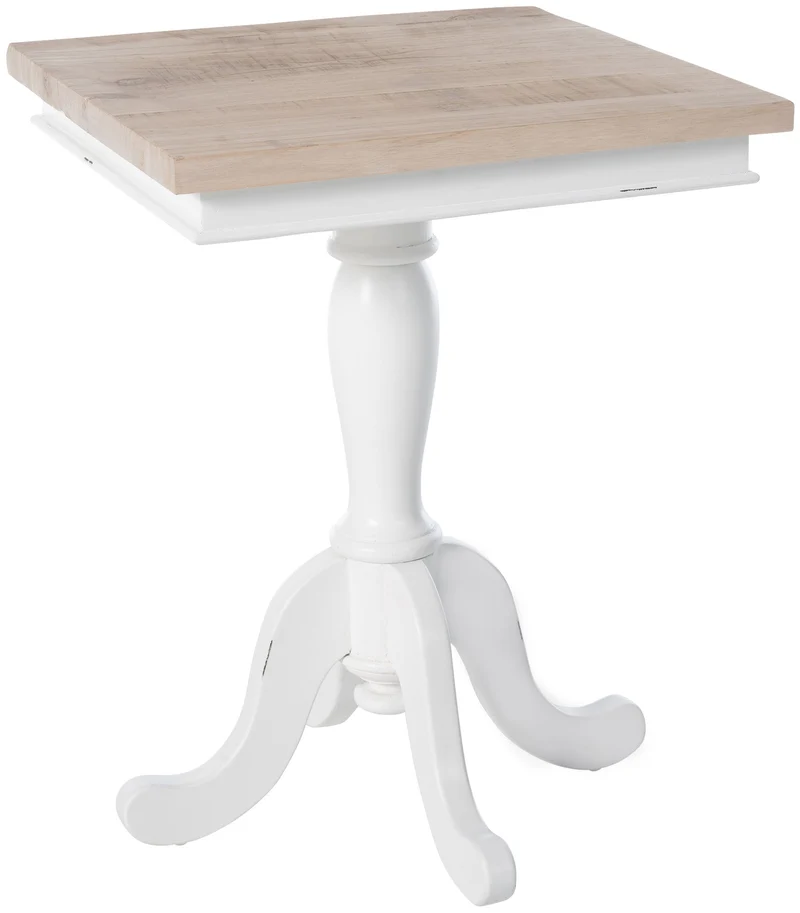 Table d'appoint 70 x 75 x 70 cm en bois de mindi massif et métal blanc style moderne 10_0009206