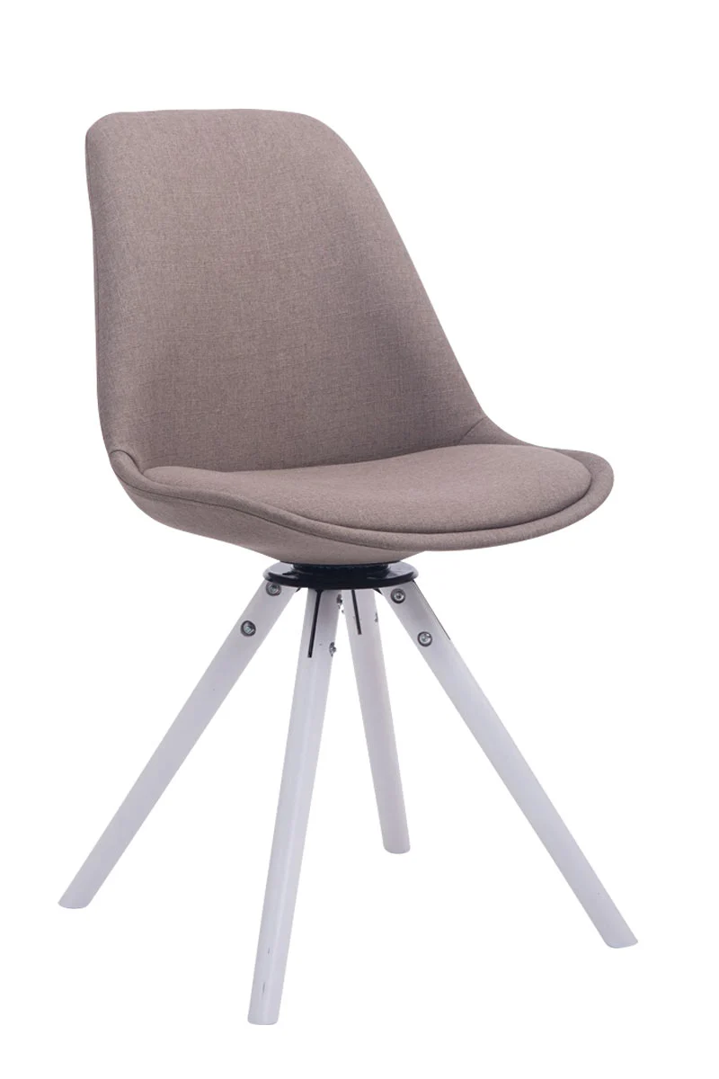 Chaise visiteur pivotante en tissu taupe bois blanc 84 x 48 x 56 cm charge 120 kg 10_0008832