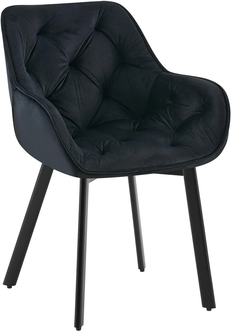 Chaise de salle à manger pivotante en velours et métal noir style moderne 10_0007624