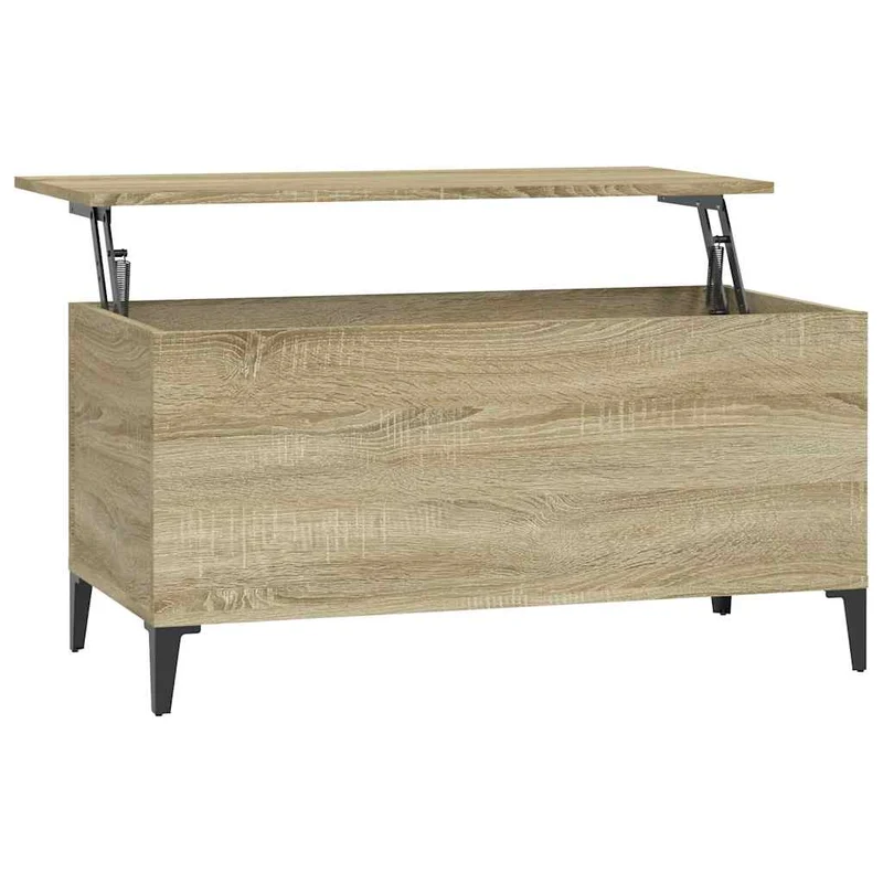 Table basse avec plateau relevable design rustique 90 x 44,5 x 45 cm bois d'ingénierie couleur chêne et métal DEC039022