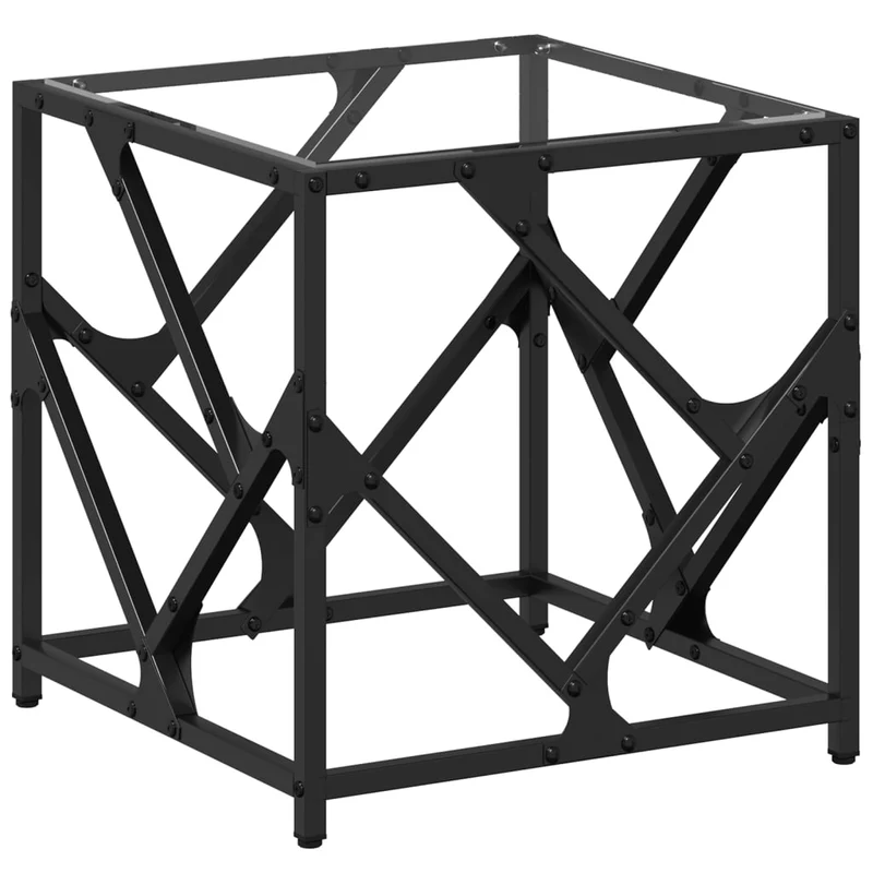 Table d'appoint design industriel avec dessus en verre transparent et acier 40 x 40 x 41 cm DEC037366