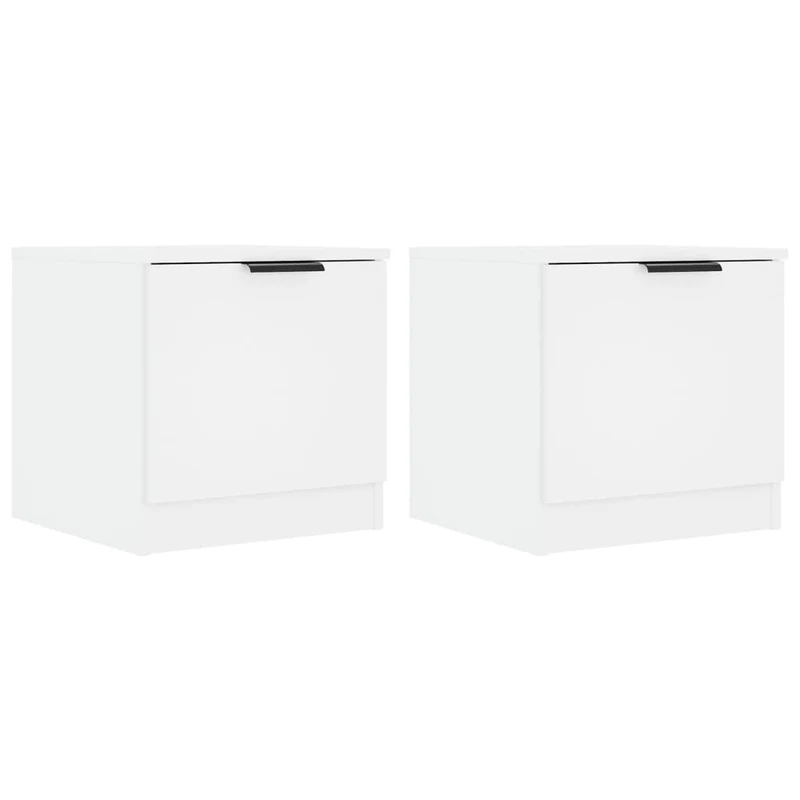 Lot de 2 tables de chevet avec compartiment avec porte 40 x 39 x 40 cm bois d'ingénierie blanc DEC034954