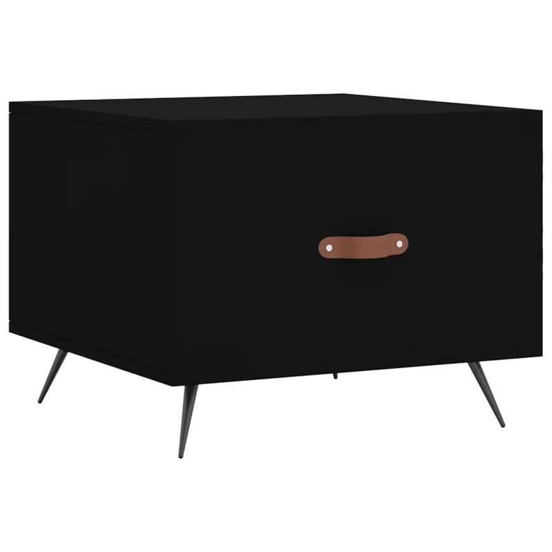 Table basse avec tiroir design moderne et contemporaine 50 x 50 x 40 cm bois d'ingénierie noir et fer DEC039672