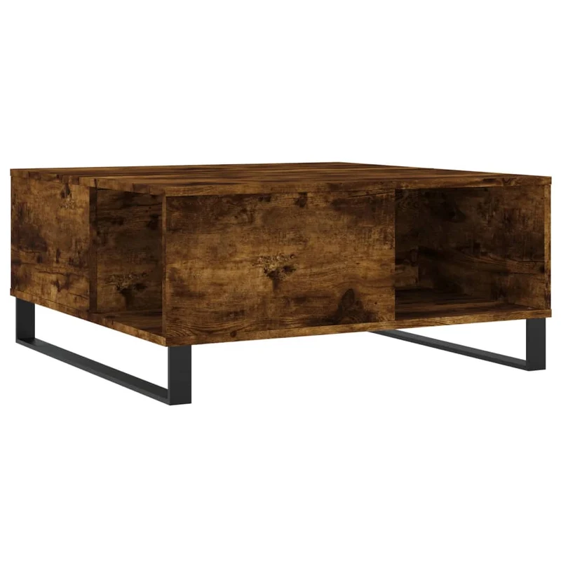 Table basse design rustique 80 x 80 x 36,5 cm bois d'ingénierie marron et métal DEC038486
