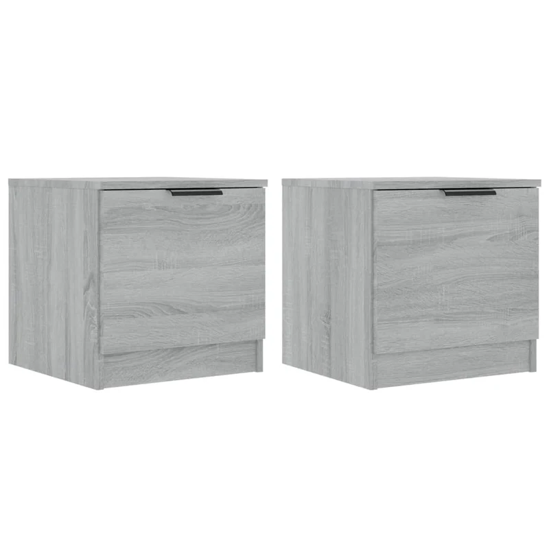 Lot de 2 tables de chevet avec compartiment avec porte 40 x 39 x 40 cm bois d'ingénierie gris DEC035715