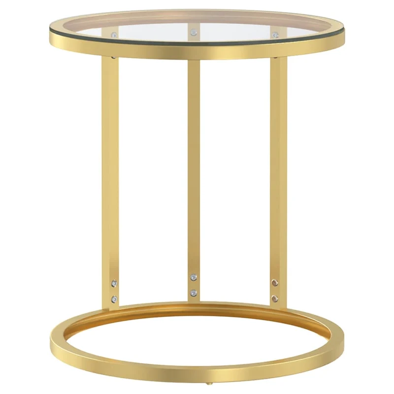 Table d'appoint bout de canapé hauteur 58 cm verre trempé et fer doré DEC032432