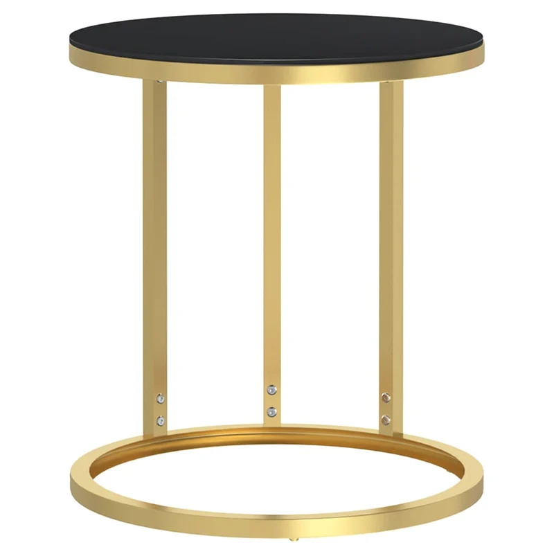 Table d'appoint support de plante bout de canapé 45 cm verre trempé et fer doré DEC032431
